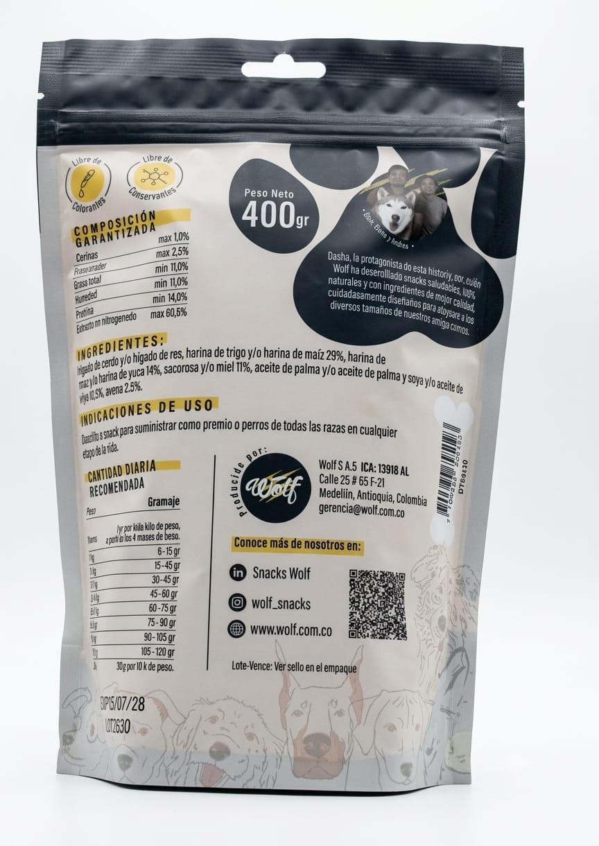 Galletas de Hígado Wolf Snack para Perros 400 g